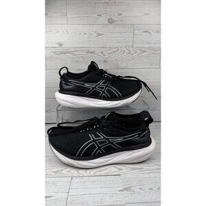 ASICS Gel-Nimbus 25 Women's Running Shoes Size 8 Wide Black Silver White #367